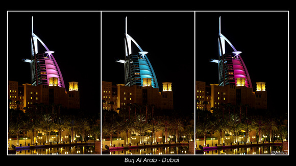 Madinat Jumeirah - Burj Al Arab in multicolor...